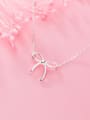 thumb 925 sterling silver simple smooth Bow Pendant Necklace 0