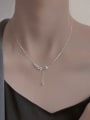 thumb 925 Sterling Silver Cubic Zirconia Wheatear Dainty Tassel Necklace 1