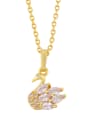 thumb Brass Cubic Zirconia Swan Vintage Necklace 1