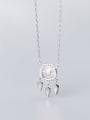 thumb 925 Sterling Silver Cubic Zirconia simple grid shell beads pendant necklace 2