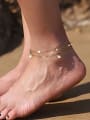 thumb 925 Sterling Silver Freshwater Pearl Geometric Minimalist  Anklet 1