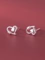 thumb 925 Sterling Silver Cubic Zirconia Heart Minimalist Stud Earring 0