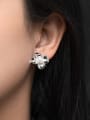 thumb 925 Sterling Silver Imitation Pearl Flower Vintage Stud Earring 1