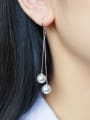 thumb 925 Sterling Silver Imitation Pearl Tassel Minimalist Hook Earring 3