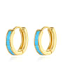 thumb Brass Turquoise Geometric Minimalist Huggie Earring 0