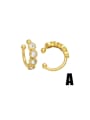 thumb Brass Cubic Zirconia Cross Hip Hop Clip Earring 2