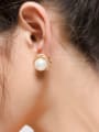 thumb Copper Imitation Pearl Flower Dainty Stud Earring 4