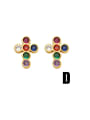 thumb Brass Cubic Zirconia Cross Dainty Stud Earring 4