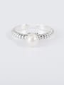 thumb 925 Sterling Silver Imitation Pearl Round Vintage Band Ring 1