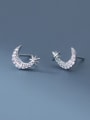 thumb 925 Sterling Silver Cubic Zirconia Moon Dainty Stud Earring 0