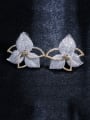 thumb Brass Cubic Zirconia Flower Luxury Stud Earring 3