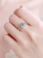 thumb Sterling Silver Moissanite Square Dainty Solitaire Engagement Rings 1