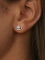 thumb 925 Sterling Silver Moissanite Round Dainty Stud Earring 1