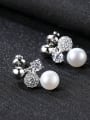 thumb 925 Sterling Silver Freshwater Pearl Round Ball Trend Drop Earring 3