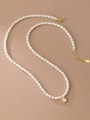 thumb 925 Sterling Silver Imitation Pearl Round Minimalist Necklace 0
