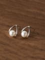 thumb 925 Sterling Silver Imitation Pearl Water Drop Minimalist Stud Earring 0