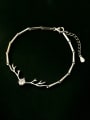 thumb 925 Sterling Silver Cubic Zirconia Deer Head Minimalist Bracelet 2