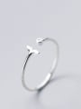 thumb 925 Sterling Silver Cubic Zirconia  Minimalist Fishtail Free Size Ring 0