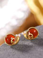 thumb 925 Sterling Silver Garnet Insect Vintage  snails Stud Earring 0