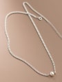 thumb 925 Sterling Silver Imitation Pearl Round Minimalist Necklace 3