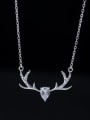 thumb 925 Sterling Silver Cubic Zirconia Deer Minimalist Necklace 2