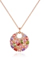thumb Copper Cubic Zirconia Luxury Multi Color Round Pendant  Necklace 0
