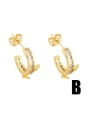 thumb Brass Cubic Zirconia Geometric Vintage Stud Earring 4