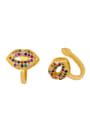 thumb Brass Cubic Zirconia Mouth Vintage Stud Earring 0