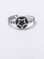 thumb 925 Sterling Silver Enamel  Vintage Simple star round card twist texture Band Ring 3