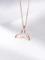 thumb 925 Sterling Silver Rhinestone Hollow Fishtail  Pendant Necklace 0