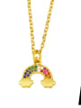 thumb Brass Cubic Zirconia  Vintage Rainbow Pendant Necklace 1