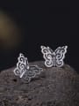thumb 925 Sterling Silver Hollow Butterfly Vintage Stud Earring 1