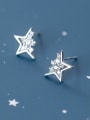 thumb 925 Sterling Silver Cubic Zirconia Five-pointed star Minimalist Drop Earring 2