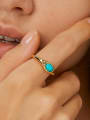 thumb Brass Turquoise Geometric Vintage Band Ring 1