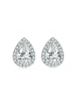 thumb 925 Sterling Silver Cubic Zirconia Water Drop Luxury Stud Earring 0