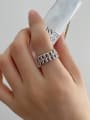 thumb 925 Sterling Silver Geometric Vintage Double Chain Band Ring 2