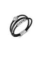 thumb Stainless steel Artificial Leather Weave Hip Hop Set Bangle 3