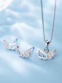 thumb 925 Sterling Silver Cubic Zirconia Wing Minimalist Necklace 0