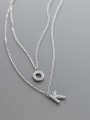 thumb 925 Sterling Silver Cubic Zirconia Letter Minimalist Multi Strand Necklace 2