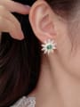 thumb Brass Cubic Zirconia Sun Flower Luxury Cluster Earring 1