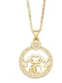 thumb Brass Cubic Zirconia Letter Vintage Round Pendant Necklace 1
