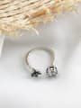 thumb 925 Sterling Silver  Square Cubic Zirconia Flower  Vintage Free Size Band Ring 0