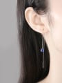 thumb 925 Sterling Silver Cubic Zirconia Geometric Minimalist Threader Earring 1