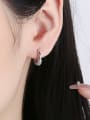 thumb 925 Sterling Silver Rhinestone Geometric Vintage Huggie Earring 1