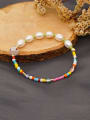thumb Freshwater Pearl Multi Color Glass Bead Bohemia Stretch Bracelet 2