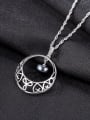 thumb 925 Sterling Silver Freshwater Pearl Hollow Round Pendant Necklace 2