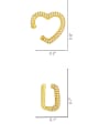 thumb Brass Cubic Zirconia Heart Minimalist Huggie Earring 4