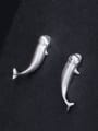 thumb 925 Sterling Silver Fish Vintage Stud Earring 1