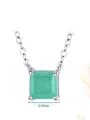 thumb 925 Sterling Silver Opal Square Minimalist Pendant Necklace 2