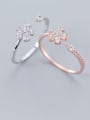 thumb 925 sterling silver cubic zirconia  flower minimalist free size ring 0